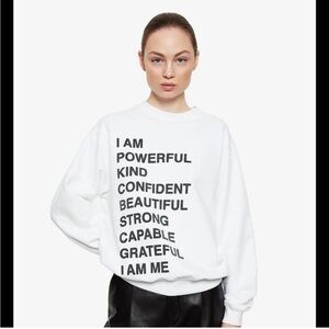 Anine Bing RAMONA SWEATSHIRT EMPOWERMENT White Sweatshirt